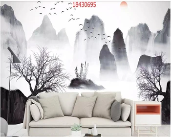 beibehang dimensiune Particularizată noul stil Chinezesc peisaj de munte pasăre care zboară Caixiang nor de fundal peisaj de perete wallpaper unul dintre un fel