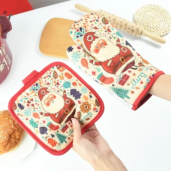 2 buc/set Mănuși de Cuptor Și Titularii Oală Set de Crăciun Mănuși Izolate Bucătărie Anti-Hot de Copt Instrumente de Crăciun Crăciun Anul Nou 2023 Cadou