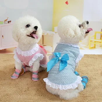Primăvara și Vara Noi de Îmbrăcăminte pentru animale de Companie Fusta Tricou Confortabil Dantelă Dantelă Pisică Câine Câteva Produse de Îmbrăcăminte