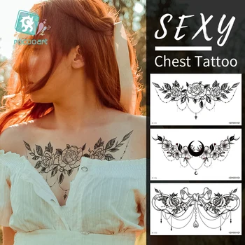 6PCS/Lot Impermeabil Tatuaj Temporar Autocolant Mandala Flori Body Art Brațul Fals Maneca Underboobs Tatuaj Femei