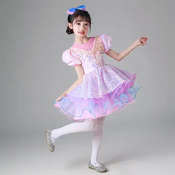 Performanța copiilor Sequin rochie Dans Fata Rochie de Printesa