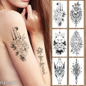 Impermeabil Tatuaj Temporar Autocolant Pentru Barbati Femei Fata de Flori lup Coroana Body Art Brațul Tatuaje false Regele Animalelor Autocolante Tatuaj
