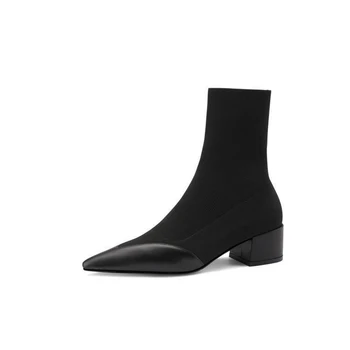 Pantofi Pentru Femei 2021 Nou Toamna Iarna Confortabil, Elegant Temperament Birou Doamnă-match Point Toe Elastic cu Toc Tricotate
