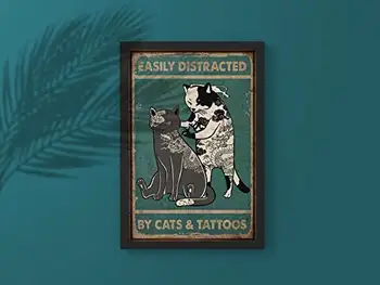 Semn metalic Personalizat Pisica de Metal Sign - Tatuaj Pisica de Metal Semnul Vintage din Metal Semn de Cadou pentru Iubitorii de Pisici Pisica Mama Cadou Crazy Cat Lady Cadou
