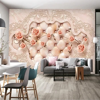 Personalizate de Marmură de Lux 3D Soft Pachet de Flori de Perete Pânză Tapet Pentru Camera de zi Fond de Perete Home Decor Mural Papier Peint