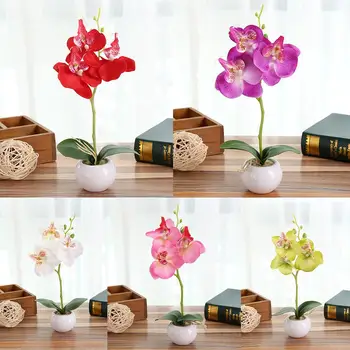 Simulat Artificial Fluture Floare Ambarcațiuni DIY Phalaenopsis Bonsai, Orhidee Desktop Home Decor DIY Desktop Ornament in Miniatura