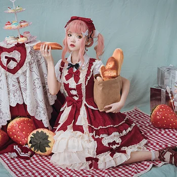 Tayueliuxiang Original Custom Anime Maid Dress JSK Cardigan Rochie Drăguț Arc Dantelă Lolita Costum Fete Cosplay Uzura de zi cu Zi Costum