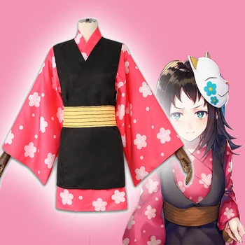 Anime, benzi Desenate Demon Slayer Kimetsu nu Yaiba Costume Cosplay Makomo Cosplay Costum Kimono Japonez Kendo costume de Haine Lungi