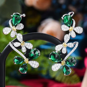Siscathy Lux de Zircon Cubic de Flori Agățat Cercei Pentru Femei Boutique Petrecere de Nunta Aniversare Bijuterii Cadouri de Ziua Îndrăgostiților