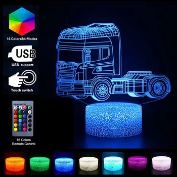 3D Stereo Auto Lumina de Noapte 16 Culori cu Telecomanda LED Lampă de Masă Pentru Copii Dormitor Copii Decor de Crăciun Cadouri de Transport Gratuit