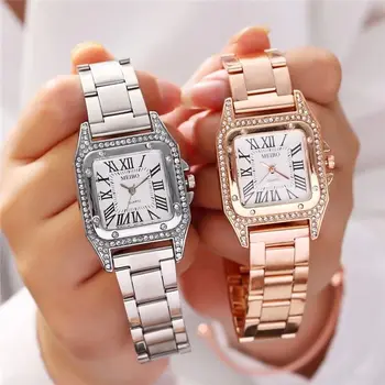 2021 aur roz femei ceas mai bun-de vânzare din oțel inoxidabil ceas pentru femei brand de lux simplu casual moda cuarț rochie cadou