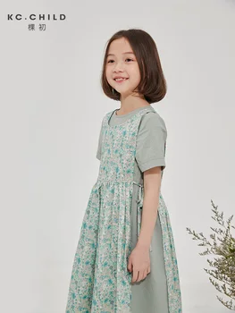 KC.Copilul fete rochie de vară 2021 noi pentru copii din bumbac pur retro două piese verde floral rochie franch stil fusta