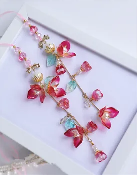 Blythes dimensiune manual DIY papion cu flori Multicolore din cehia colorate glazură perla ochi de somn ochi inel trage coarda