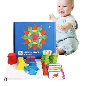 Din Lemn Model Blocuri Set De 155 De Piese Geometrice De Sortare Blocuri Montessori Puzzle-Uri Clasice De Învățământ Montessori Jucării Tangram