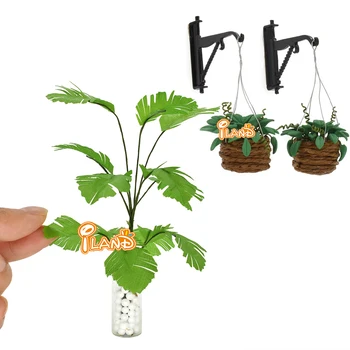 iLAND Dollhosue Accesorii de Plante in Miniatura Fairy Garden Decor de Mini-Bonsai Plante de Ghivece cu Plante de Plante Umerase