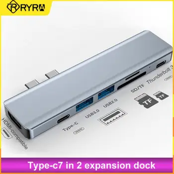 RYRA 7 in 1 Dublu Masculin de Tip C HUB de Aluminiu C Hub USB Adaptor 4K HDMI compatibil PD100W Încărcare Rapidă Numai Pentru Macbook pro/Air