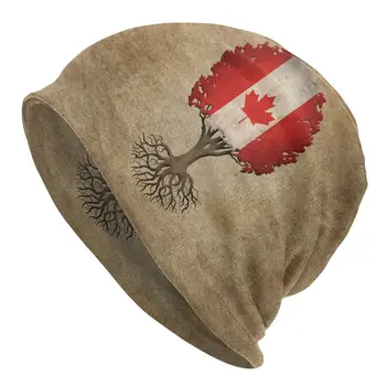 Pomul Vieții Steagul Canadei pe Capota Palarie Toamna Iarna în aer liber Chelioși Căciuli, Pălării pentru Bărbați Pălărie Tricot Cald Folie Cap Unisex Capac