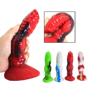 Silicon Colorat Animale Dildo Cu Ventuza Realist Câine Vibrator Lup Penis Moale Penis Artificial Conslador Jucarii Sexuale Pentru Femei.