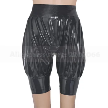 Negru Sexy Latex pantaloni bufanți Vag Yoga Talie Mare Plus Dimensiune XXXL Cauciuc Boxer Scurt Chiloți Lenjerie de corp Pantaloni Manual RPM135