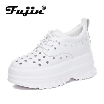 Fujin 8cm Gol din Piele Femei Pantofi Platforma Wedge Sneakers Indesata pentru Pantofi de Vara pentru Femeie Pantofi Casual Respirabil