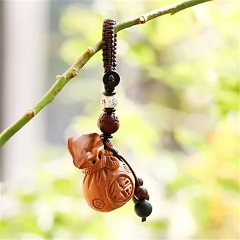 Lemn Natural norocos sac pungă forma de Piersici lemn breloc breloc pentru barbati femei unisex moda bijuterii din lemn masina bag cheia brelocuri