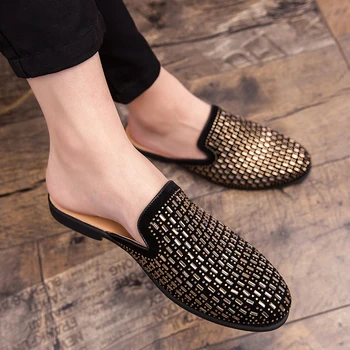 Jumătate Drag Mocasini Barbati Pantofi Stil Britanic Confortabile Din Piele Pantofi De Vara Omul De Moda In Aer Liber Papuci De Casă Plimbare De Agrement Mocasini