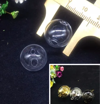 20buc 16mm rotund glob de sticlă cu bule cu 2-3mm dublu gaura flacon de sticlă glob de sticlă mingea DIY colier accesoriu wed cadou
