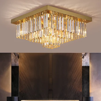 Moderne de Cristal Candelabru De Tavan Dormitor Living Aur Lampă de Cristal Decor Acasă de Iluminat cu LED Corpuri de iluminat