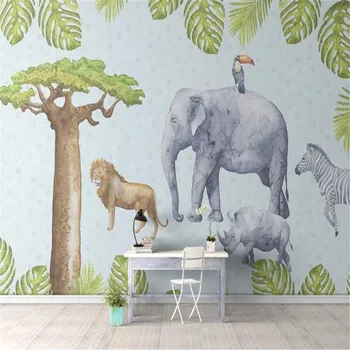 Milofi personalizate 3D foto tapet mural non-țesături de mână-pictat in acuarela tropicale elefant de desene animate de fundal de perete