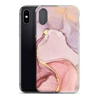 Arta roz Marmură Telefon Caz Pentru Iphone11 12 Pro Mini Max 12 Pro XS MAX 8 7 6 6S Plus X 5S SEXR Transparent Caz Capacul Pentru Fete
