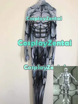 3D Imprimate de Argint Cosplay Costum de Spandex Zentai Argint costum Halloween, Costum Personalizat Doar Body