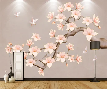 Profesionale personalizate 3D acasă autocolante tapet modern stil Chinezesc plum blossom și păsări de fundal decorare perete pictura