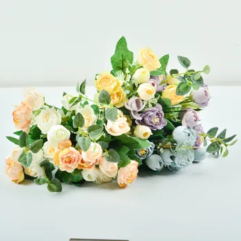 Buchet de flori de toamnă fals a crescut de flori de mătase toamna plastice artificiale, flori pentru nunta, accesorii pentru casa decorare cameră decor