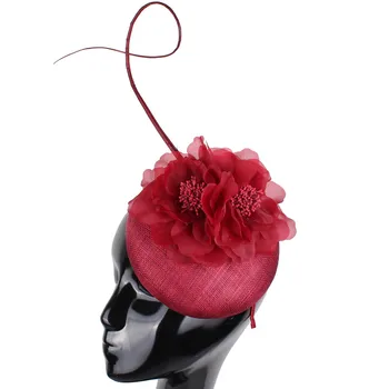 Noua Epocă De Vin Roșu Florale Doamnelor Pălărie De Păr Fascinator Chapeau Cu Agrafe De Par Pentru Mirese Marrieda Nunta Cu Agrafe De Par Frizură