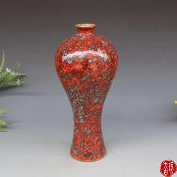 Antic QingDynasty vaza de portelan,Foc nor geamuri,Mână-pictate,Colectia&Podoabă