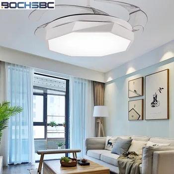 BOCHSBC Invizibil Plastic Ventilator de Tavan Lumini Pentru Dininig Camera Dormitor, Camera de Studiu Moderne și Simple, Ventilator Perdeaua de Lumină Cu LED-uri Becuri