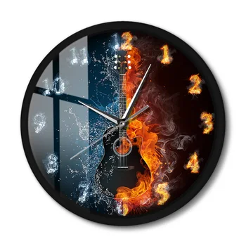 Jumătate de Apă o Jumătate de Incendiu Chitara Acustica Cadru Metalic Ceas de Perete Non-bifarea Chitara Electrica Instrument Muzical Chitara Jucători Cadou