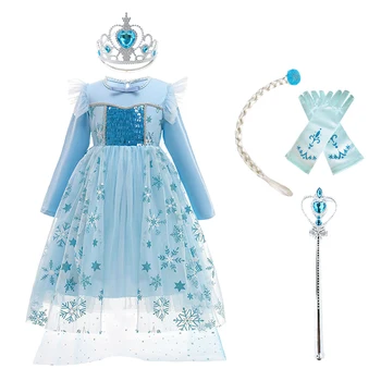 Copil Nou Elsa Rochie Fetita Printesa De Ziua Fulg De Nea Haine Copii Regina Carnavalului De Lux Rochie De Halloween Costum Albastru
