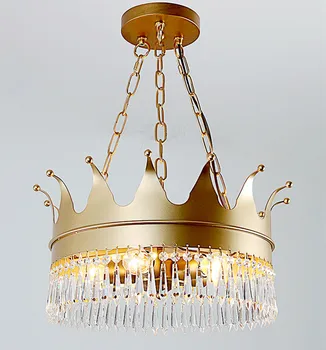 Nordic Coroana Creative Candelabru de Cristal Camera de zi Hol Dormitor pentru Copii Țară din america de CONDUS de Aur Creative Candelabru