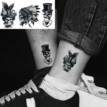 Impermeabil Tatuaj Temporar Autocolante Craniu Totem Tribal Tatuaj fals Flash Tatuaj Tatouage Tato Mână, Picior pentru Fete Femei Barbati
