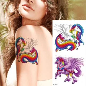 tattoo & body art unicorn tatuaj copii impermeabil tatuaje temporare cal libelula fox tatuaj acuarelă moda tatuaje pentru fete