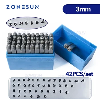 ZONESUN 42PCS Bijuterii din Metal Timbre Set Alfabet a-Z Inima Simbol Scrisoare Pumn Mor Cazul Ambarcațiunilor de Ștanțare Instrumente de Oțel Instrument de Metal