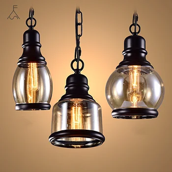 Epocă Pandantiv De Sticlă Lumini American Loft Industrial Agățat Lampa Lampa Sala De Mese Lumini E27 Decor Acasă Corpuri De Iluminat