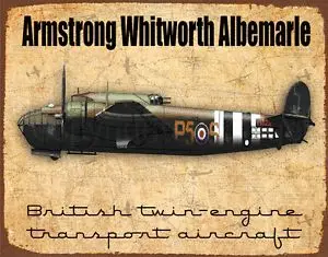 Armstrong Whitworth Albemarle Ww2 Război Britanic Avion Tablă De Metal Semn Poster Placa