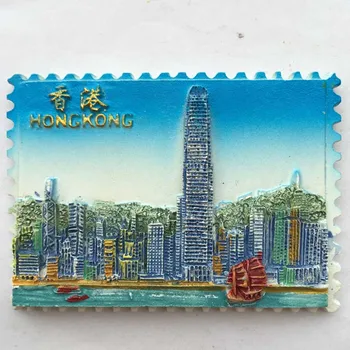 QIQIPP Hong Kong travel suvenir de colectare frigider autocolant creative relief vedere la mare magnetice, autocolant de călătorie cadou suvenir