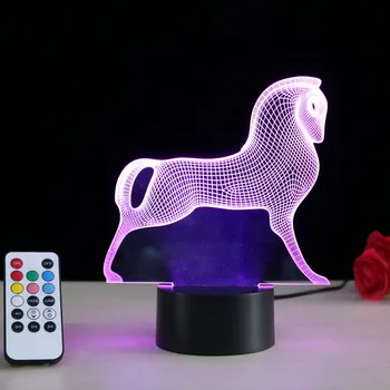 Trojan Horse 3D Lumina de Noapte Touch Control de la Distanță de Șapte Culori Atmosfera Cadou Decor Copii Lumina de Noapte Cal Troian Lampa
