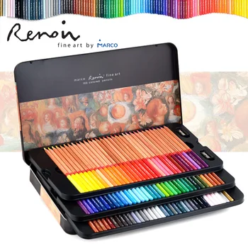 Marco Renoir Profesionale Creioane Colorate Set 100/120 Culori Lapis De Cor, Artist Desen Creion În Cutie De Tablă Schița De Artă