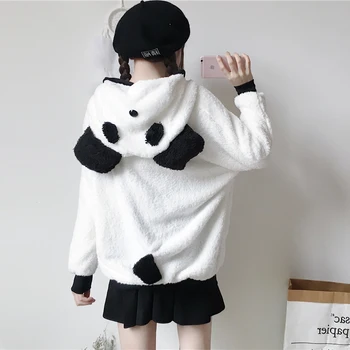 Deține hainele colț ~ toamna și iarna Japoneză moale fata de panda drăguț de pluș hanorac cu fermoar cardigan cu maneca lunga jachetă wo