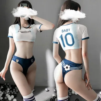 Lenjerie Sexy Pentru Femei De Fotbal Copii Uniformă Cosplay Corp Fierbinte Sutien Lenjerie De Corp Ciorapi Set Erotic Body 18 Adult Rochie