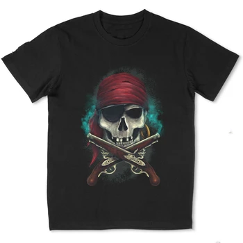 Craniu Pirat T-Shirt Navy Pistoale Mare Căpitan de Navă Insula Tortuga Apa Bărbați 100% Bumbac Casual T-shirt Vrac Top Marimea S-3XL